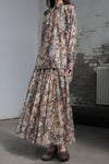 INTO THE EAST 2025 Autumn/Winter Mosaic Print Silk-Cotton Top / Wide Waist Pleated Silk-Cotton Skirt ITE-E1DGAW084NCC21SK-HUA Skirt (ITE-E1DGAW079NCC21TP)